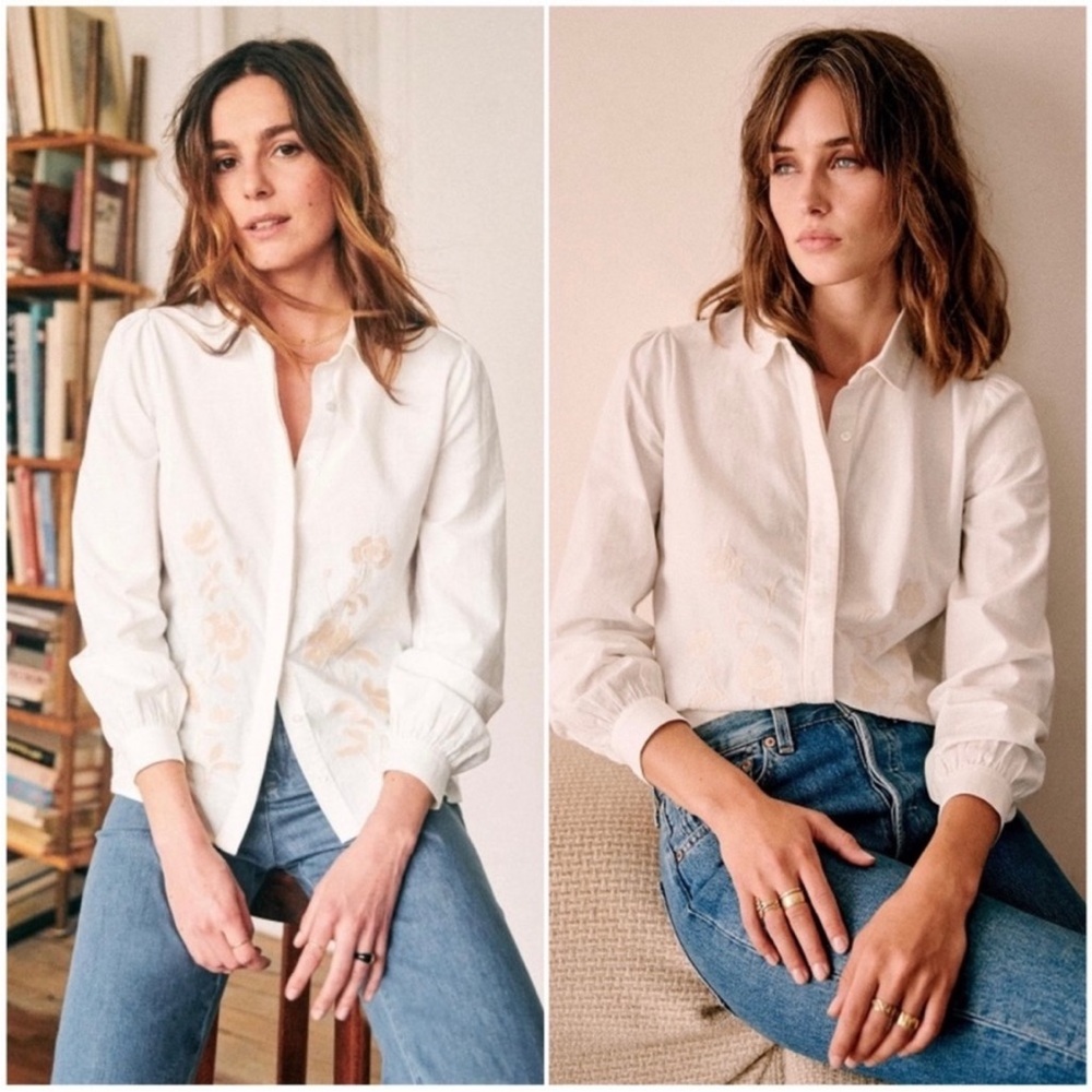 Sezane Monica Blouse in Vintage Ecru